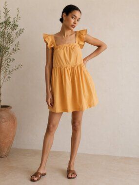 Madewell Marnay Flutter Sleeve Square Neck Mini Dress Sz M